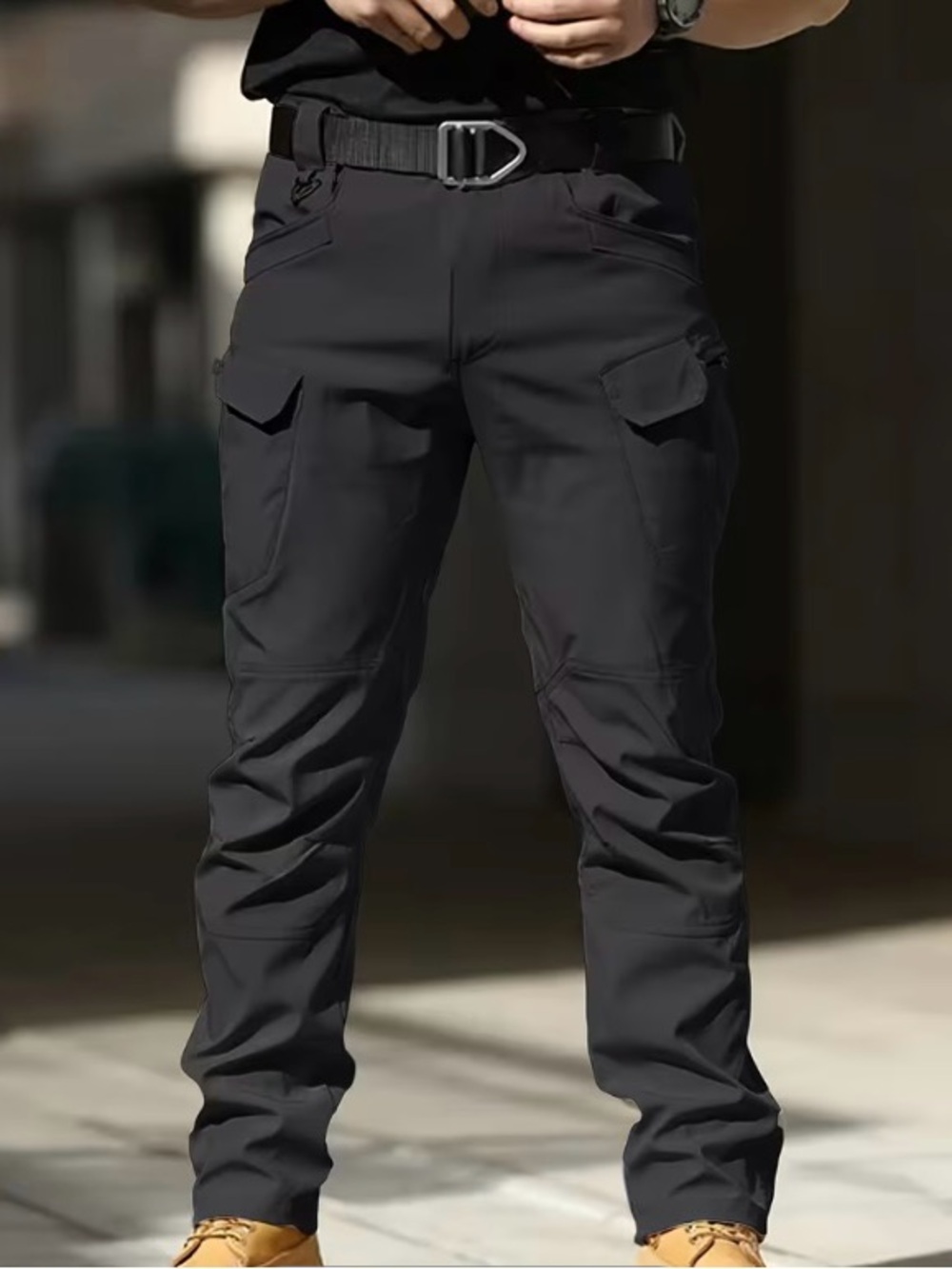 NWT Unbranded Mens Fleece Lined Tactical Cargo Pants Multi Pockets Black Sz XXL